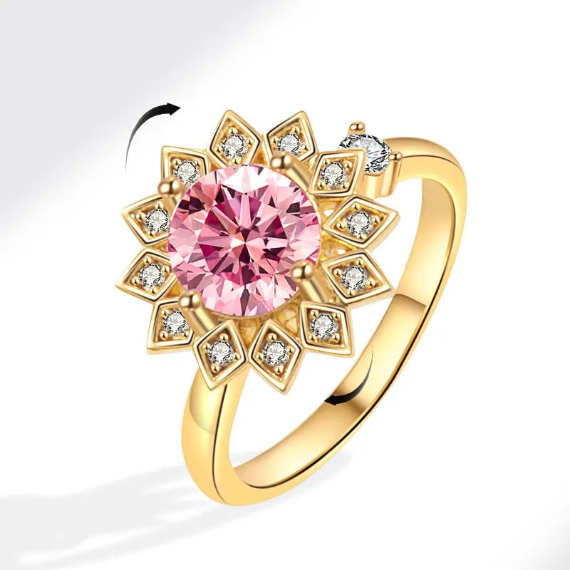 Bague Spinner Tournesol – Argent 925 & Zircon