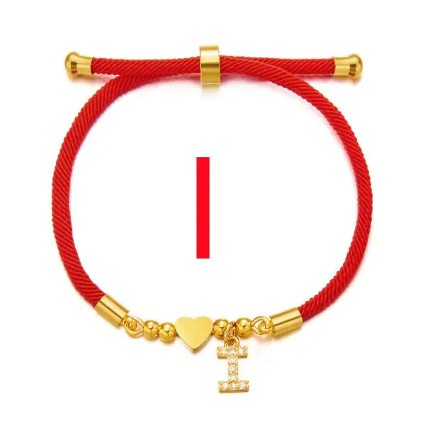 Bracelet Cordon Rouge Initiale