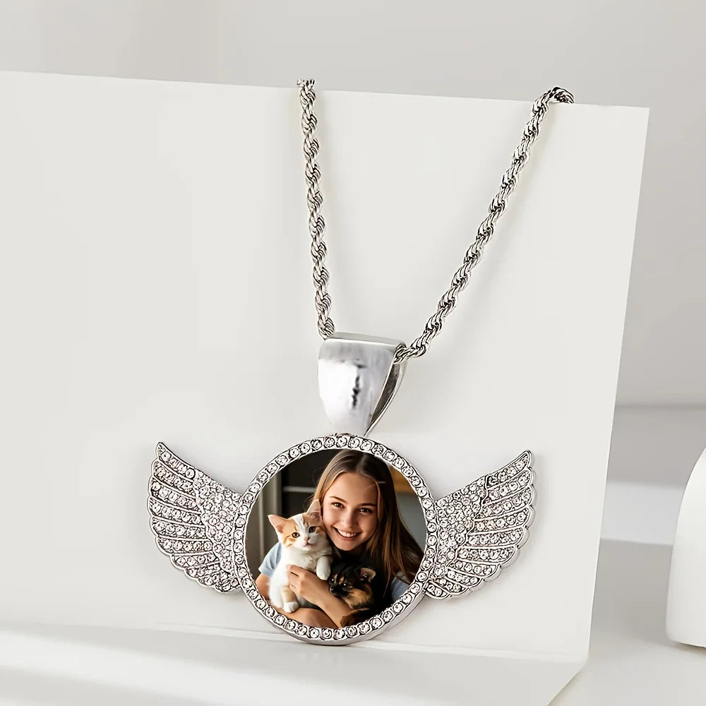 collier photo ailes ange bijou souvenir maison des emotions