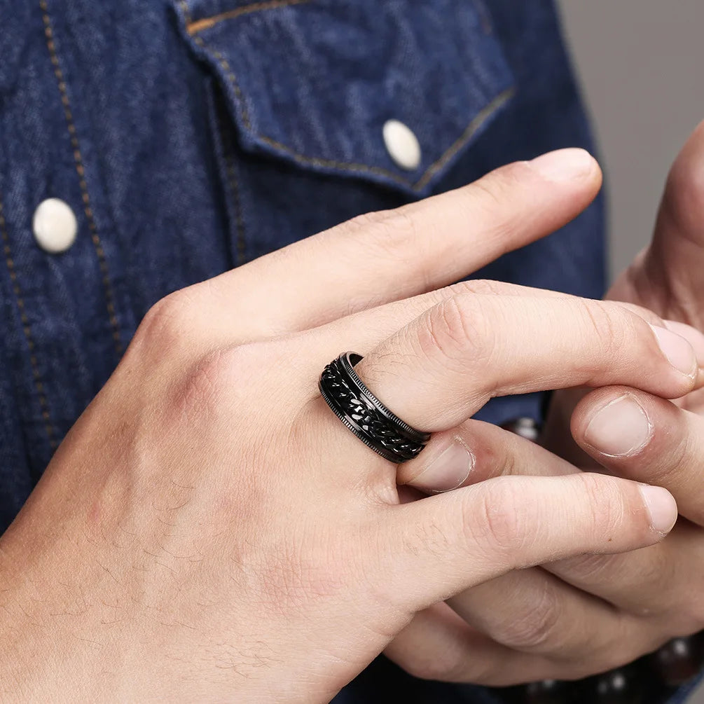 bague spinner chaine porte au doigt homme style urbain