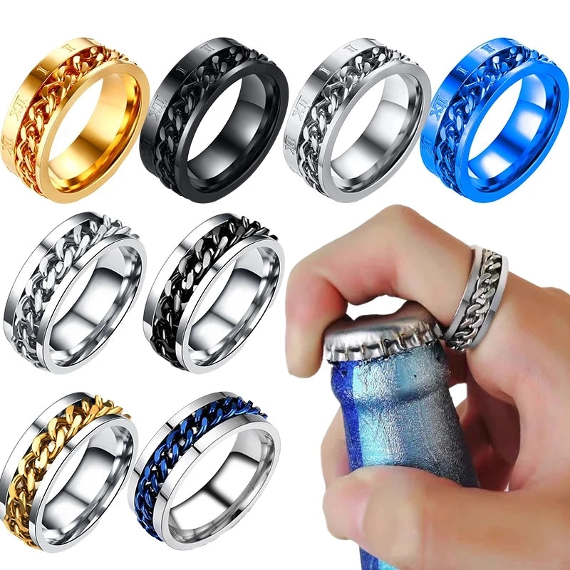 detail chaine mobile bague spinner homme acier