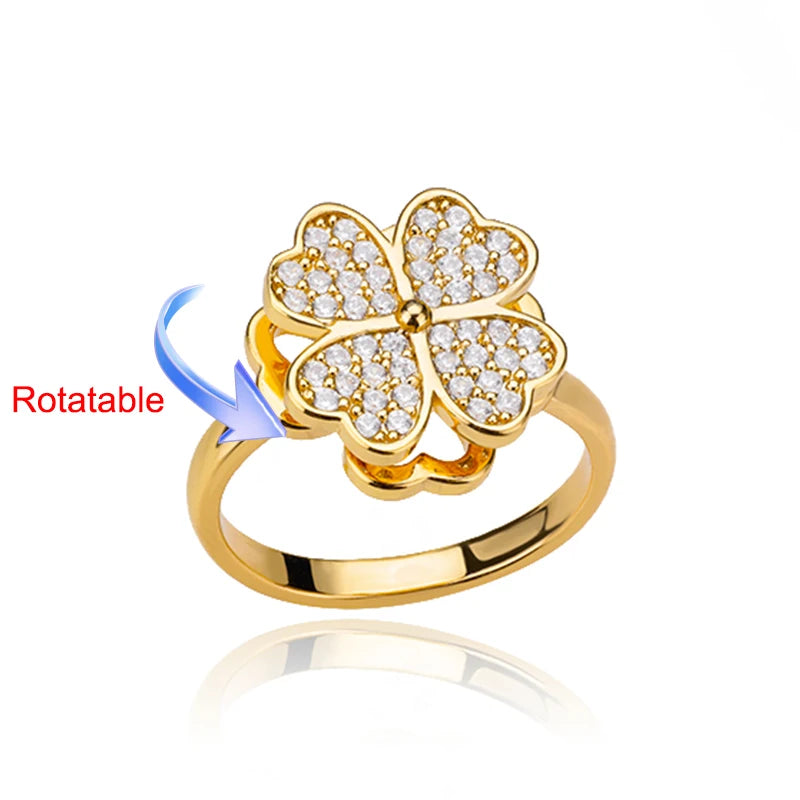 Bague Spinner Trèfle Doré