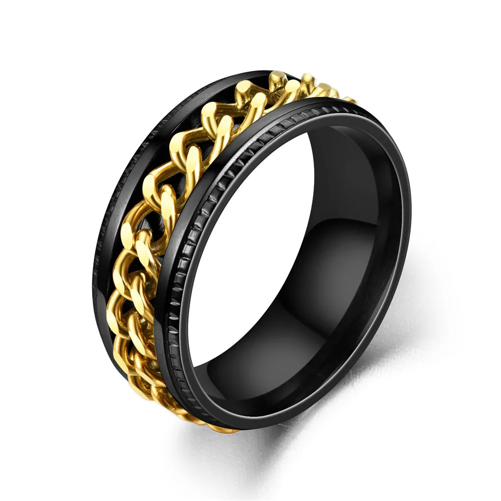 bague anti-stress chaine rotative homme acier inoxydable maison des emotions