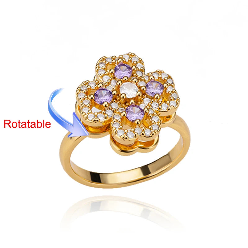Bague Spinner Trèfle Doré