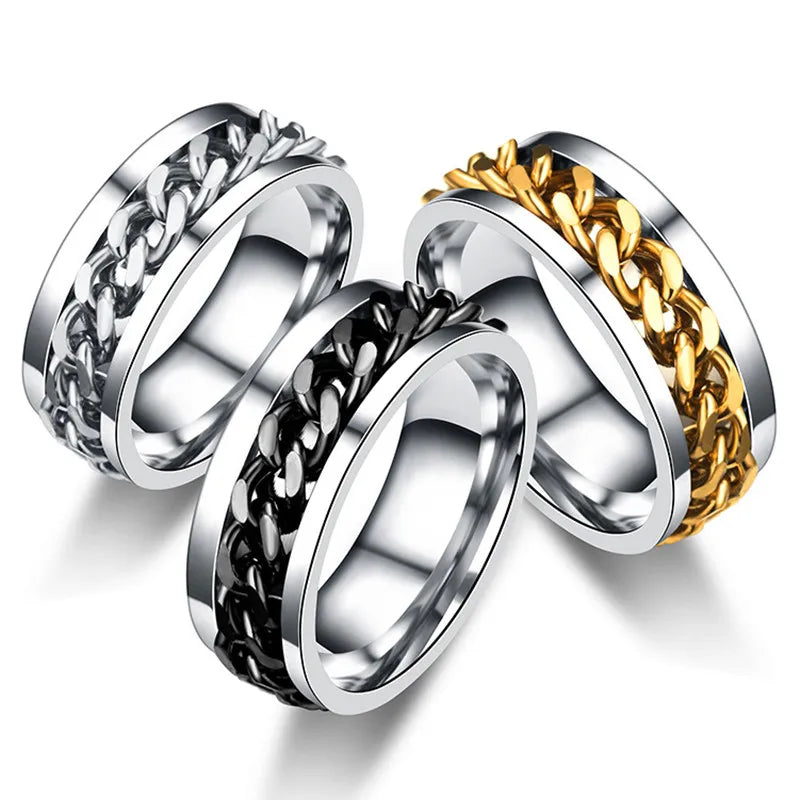 bague spinner chaine homme plusieurs coloris disponibles