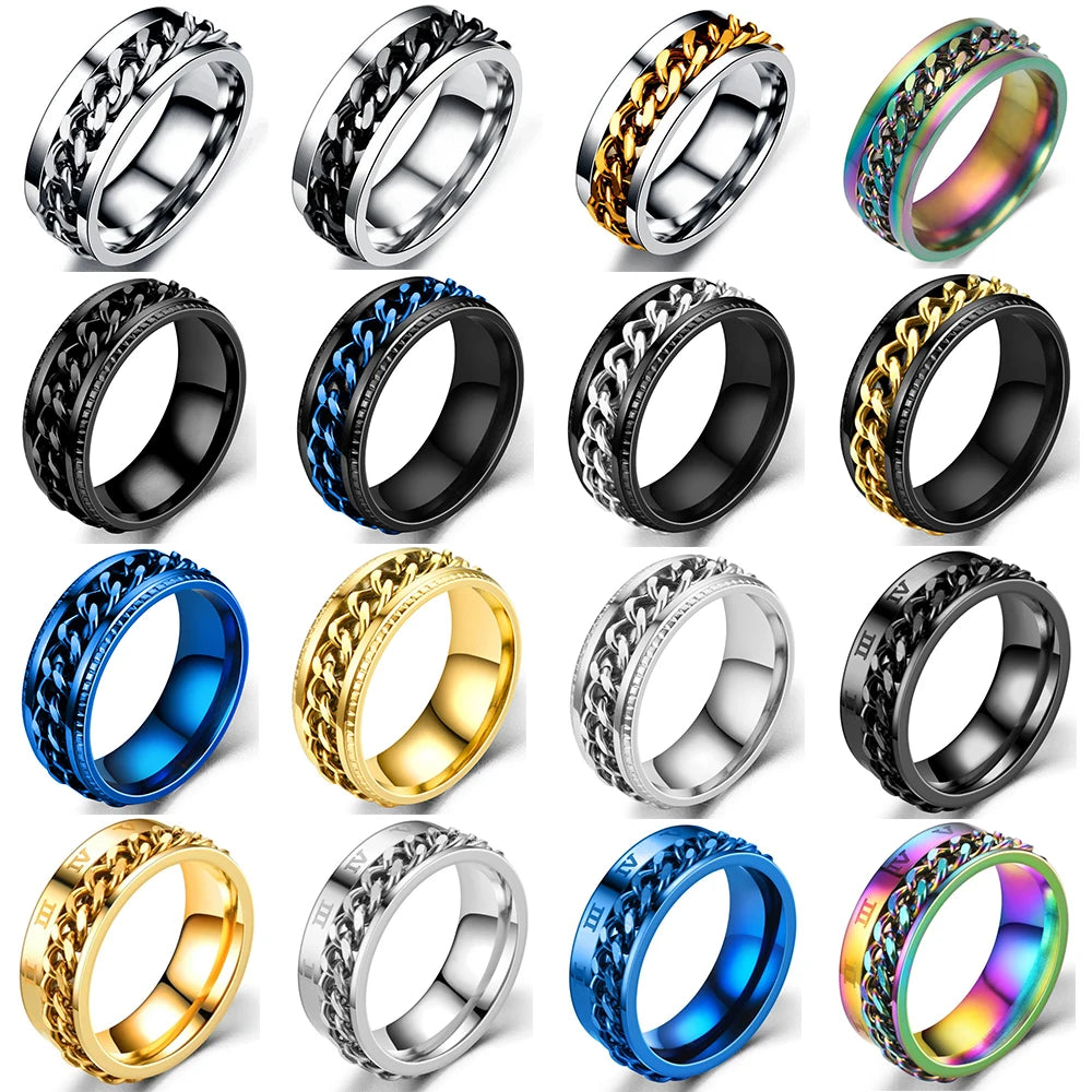 bague spinner chaine homme anti-stress acier inoxydable maison des emotions