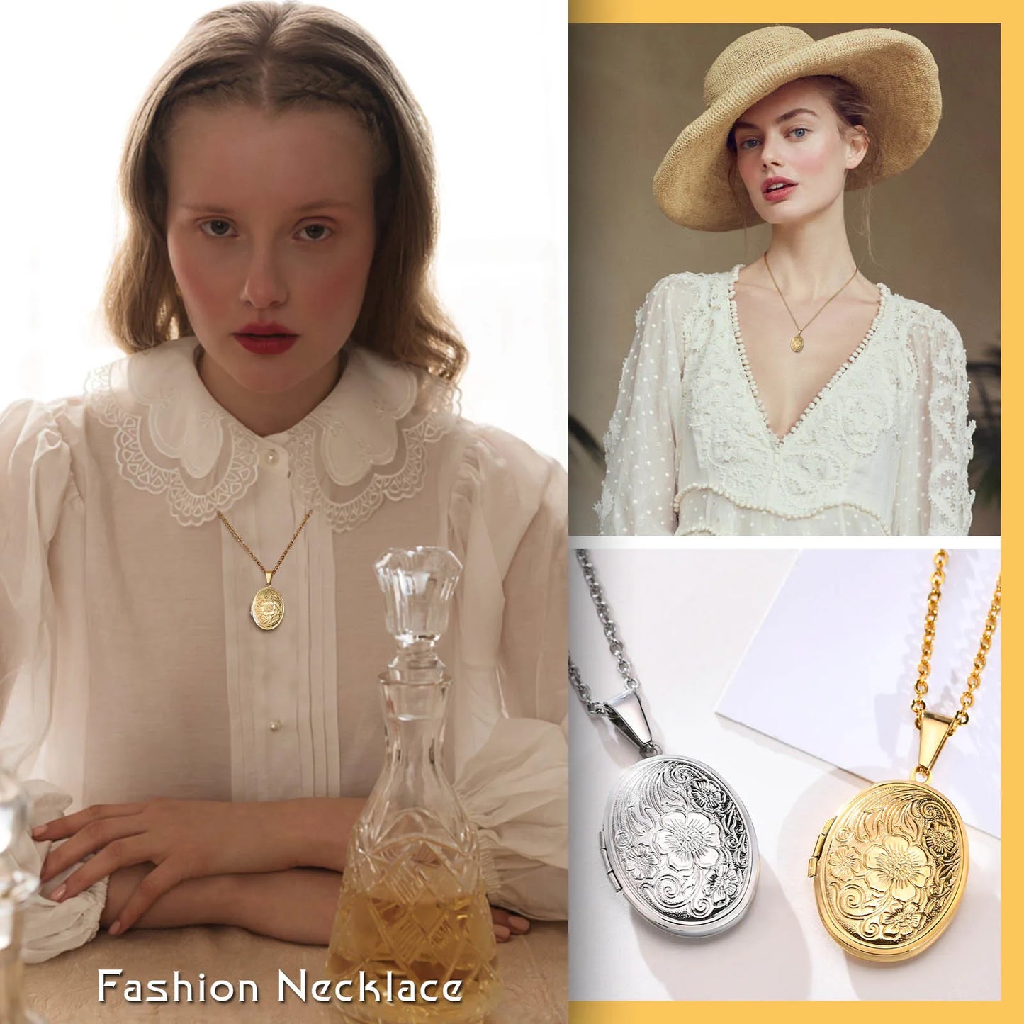 Collier Médaillon Cœur Fleuri