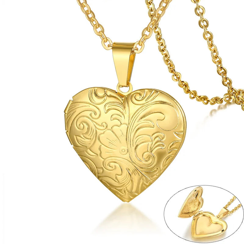Collier Médaillon Cœur Fleuri
