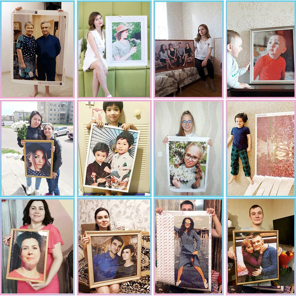 kit diamond painting photo personnalisee contenu boite