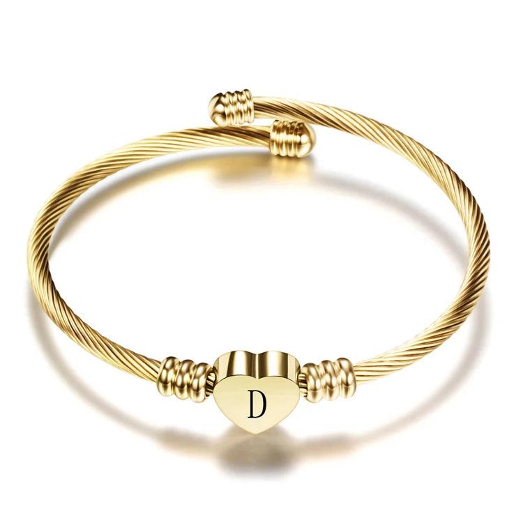 Bracelet Cœur Initiale Doré