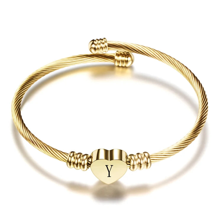 Bracelet Cœur Initiale Doré
