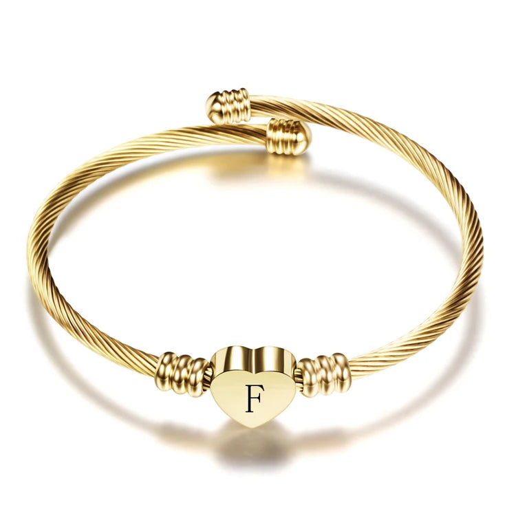 Bracelet Cœur Initiale Doré