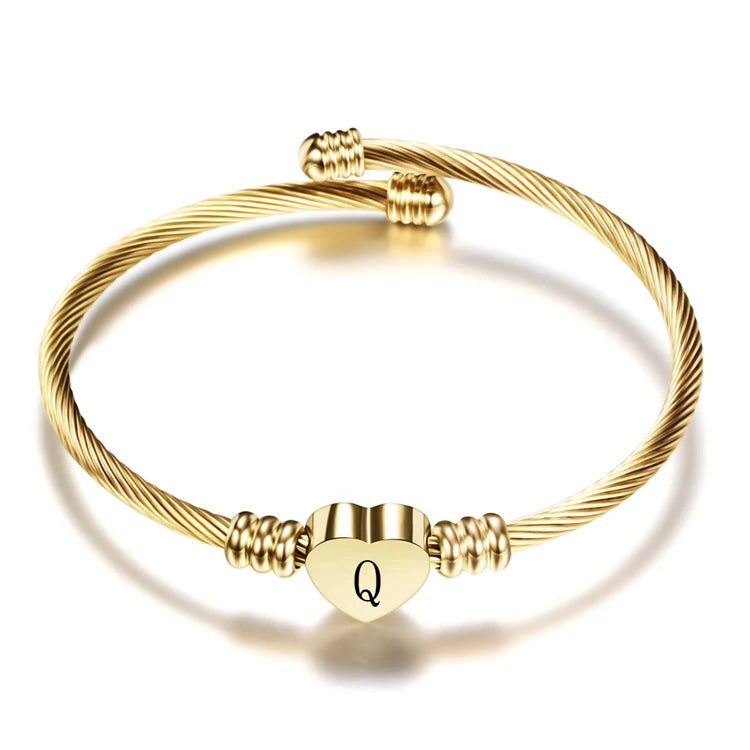 Bracelet Cœur Initiale Doré