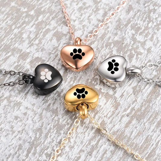 Collier Urne Cœur Patte – Bijou Souvenir Animal
