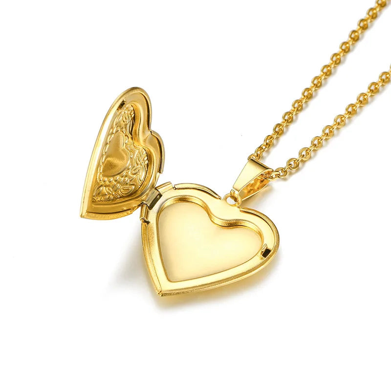 medaillon coeur ouvrable dore argente collier souvenir
