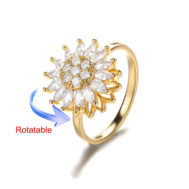 Bague Spinner Trèfle Doré