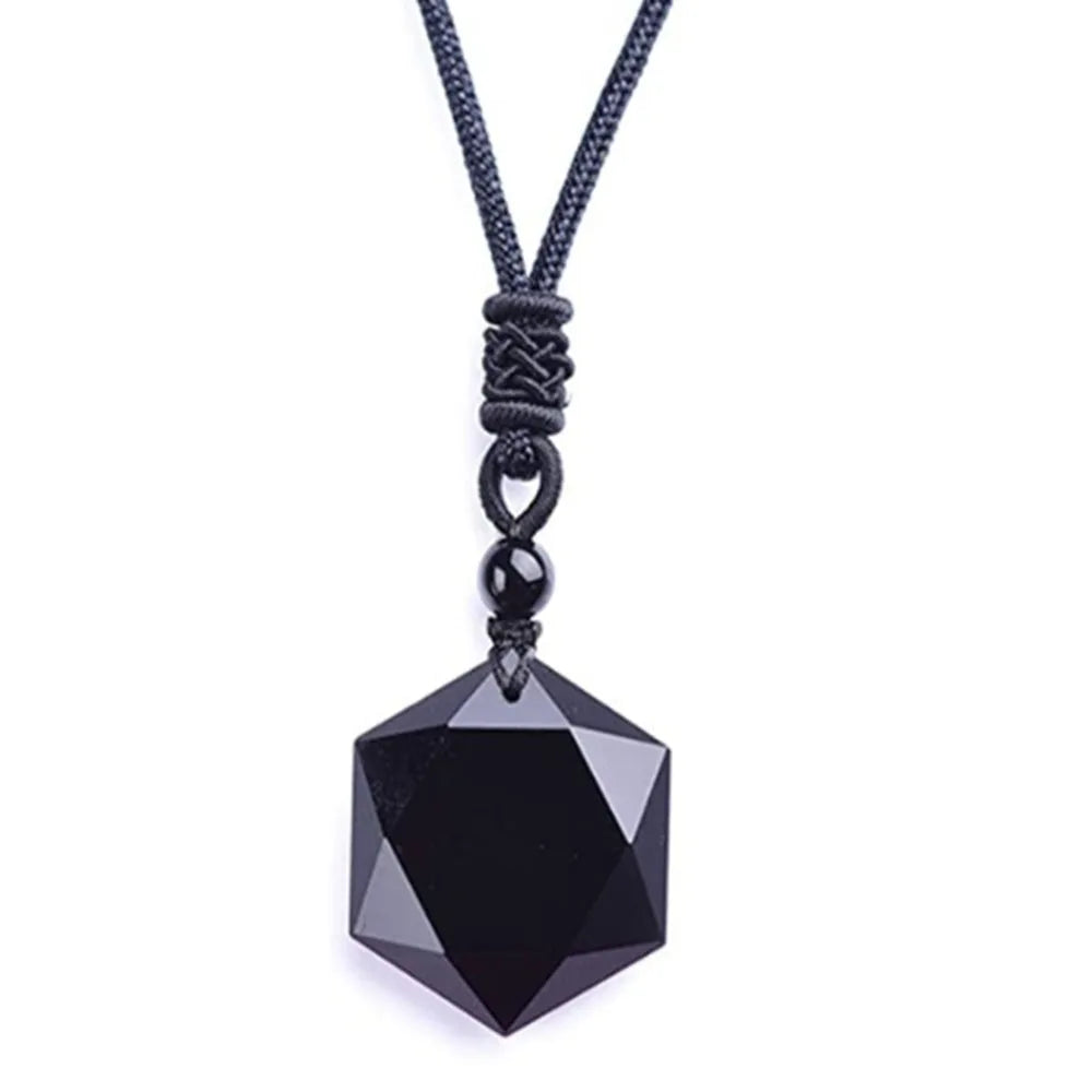 Collier Hexagramme Obsidienne – Pierre de Protection