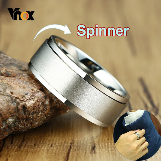 Bague Anti-Stress Rotative Homme VNOX – Spinner Ring Viking Rune en Acier Inoxydable 6/8 mm
