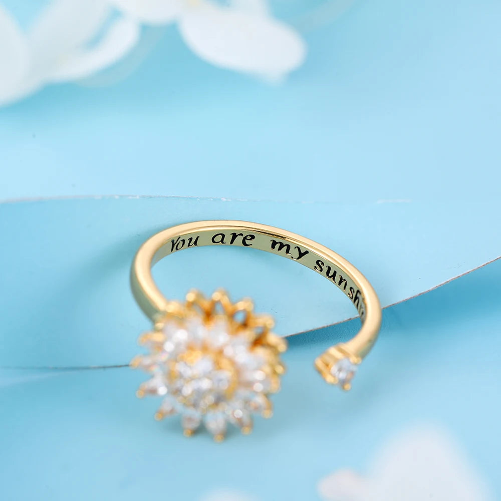 Bague Soleil Doré Rotative