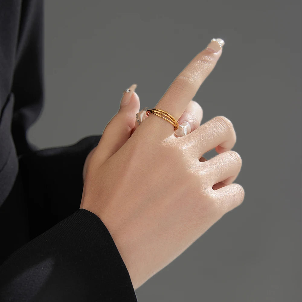 Bague Rolling 3 Anneaux Entrelacés – Acier Inoxydable