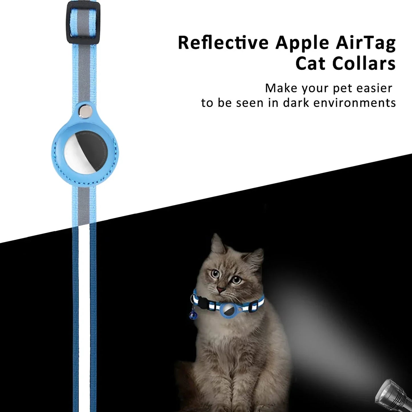 Collier Chat Anti-Perte pour AirTag – Réfléchissant avec Clochette