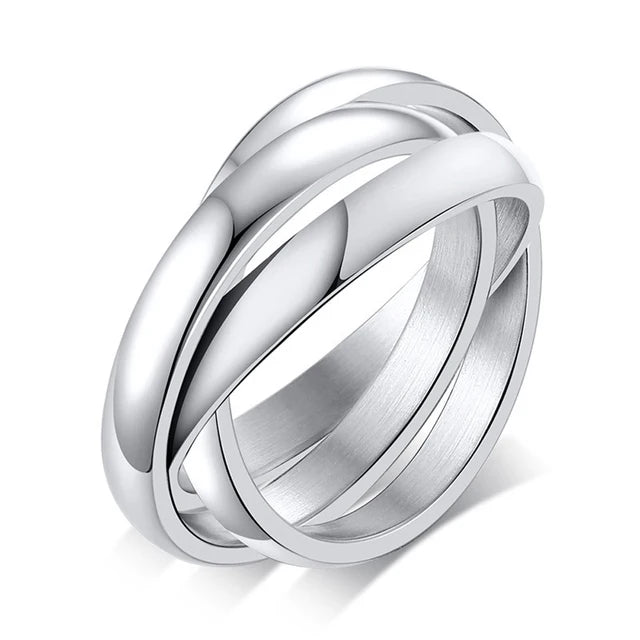 Bague Rolling 3 Anneaux Entrelacés – Acier Inoxydable