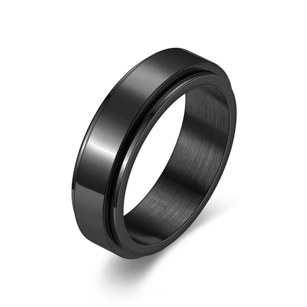 bague spinner acier noir cadeau homme maison des emotions