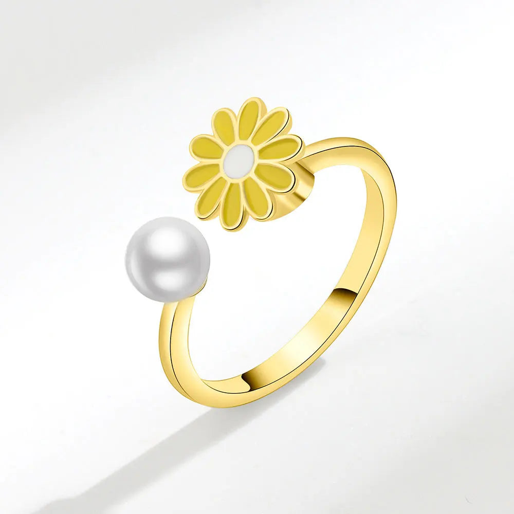 Bague Spinner Tournesol – Argent 925 & Zircon