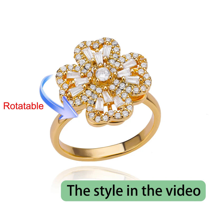 Bague Spinner Trèfle Doré