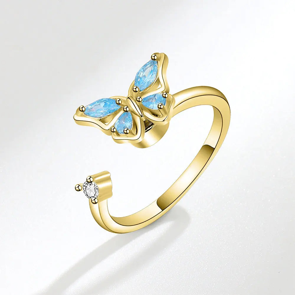 Bague Spinner Tournesol – Argent 925 & Zircon