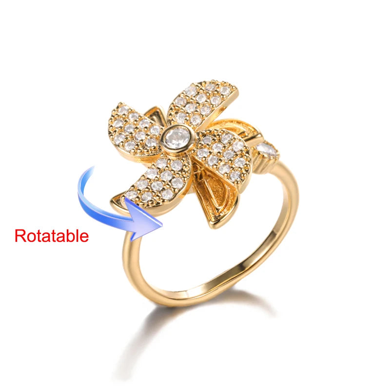 Bague Spinner Trèfle Doré