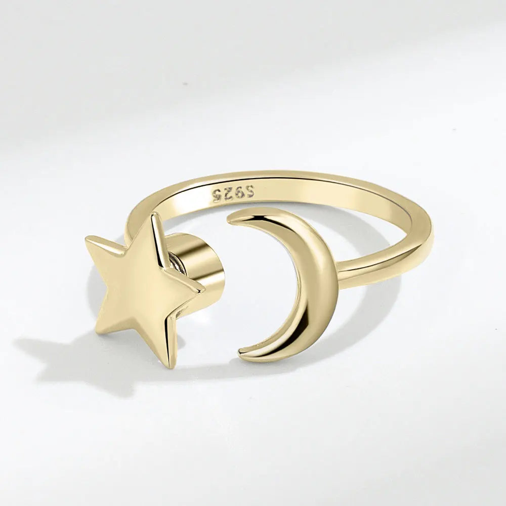bague lune etoiles argent ajustable maison des emotions
