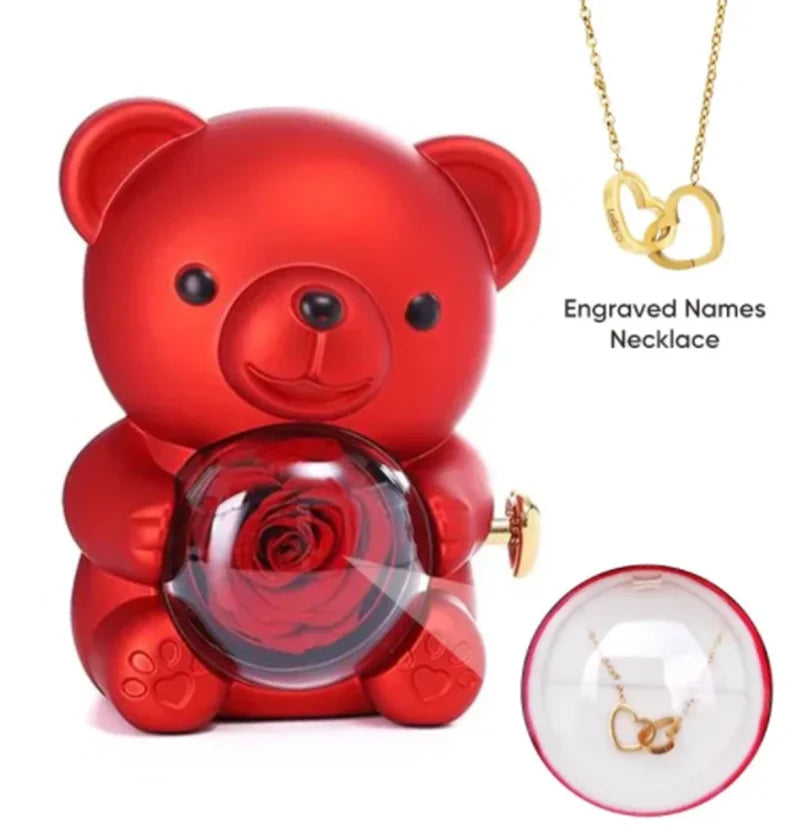 ours rose eternelle collier personnalise grave coffret cadeau femme romantique maison des emotions