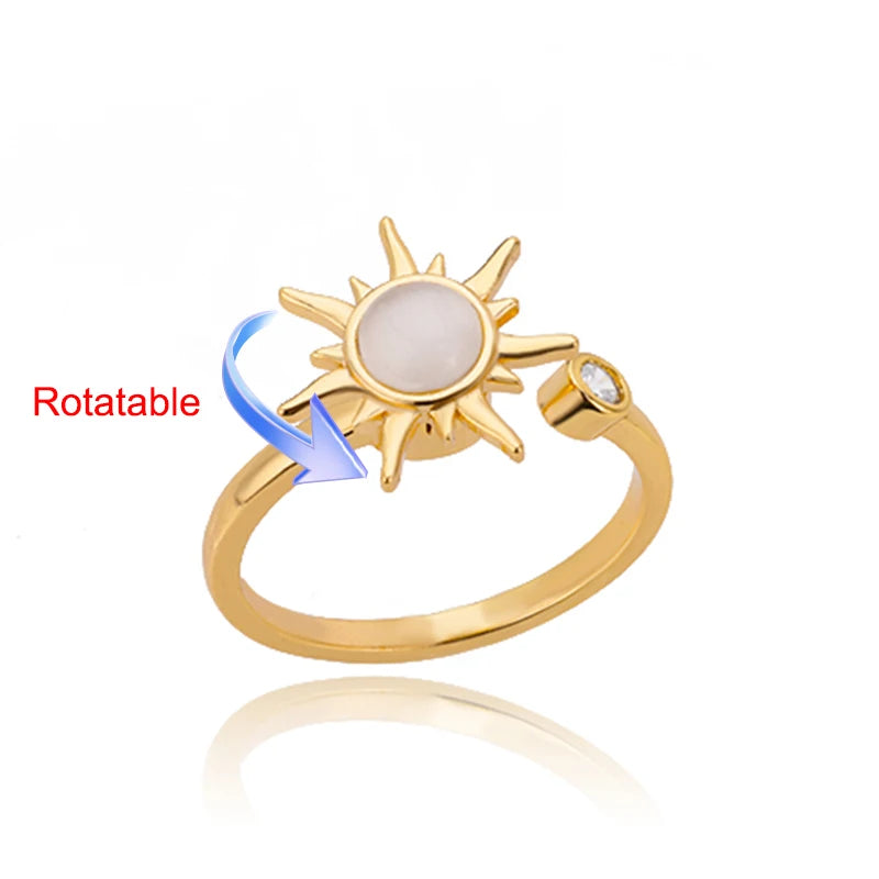 Bague Spinner Trèfle Doré