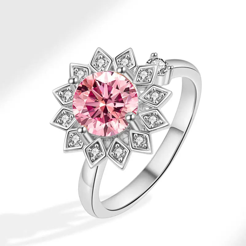 Bague Spinner Tournesol – Argent 925 & Zircon
