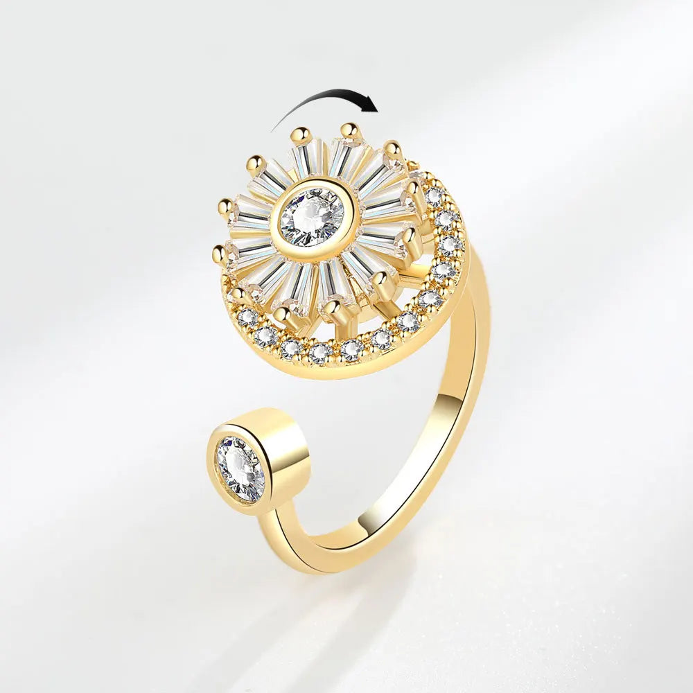 Bague Spinner Tournesol – Argent 925 & Zircon