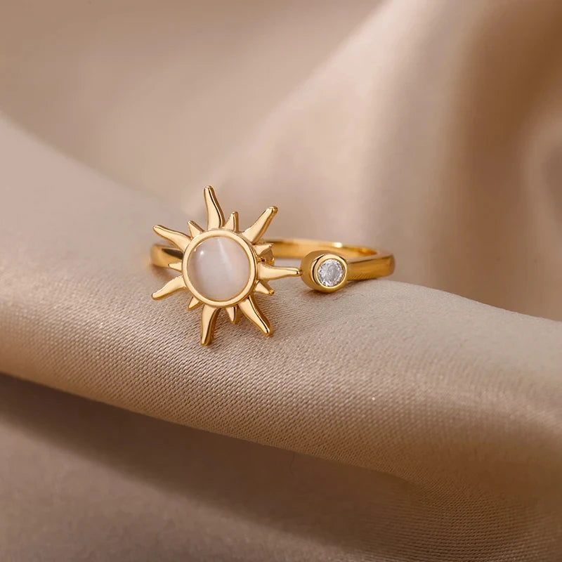 Bague Spinner Soleil Doré