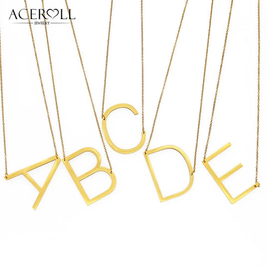 Collier Initiale Latérale – Acier Inoxydable