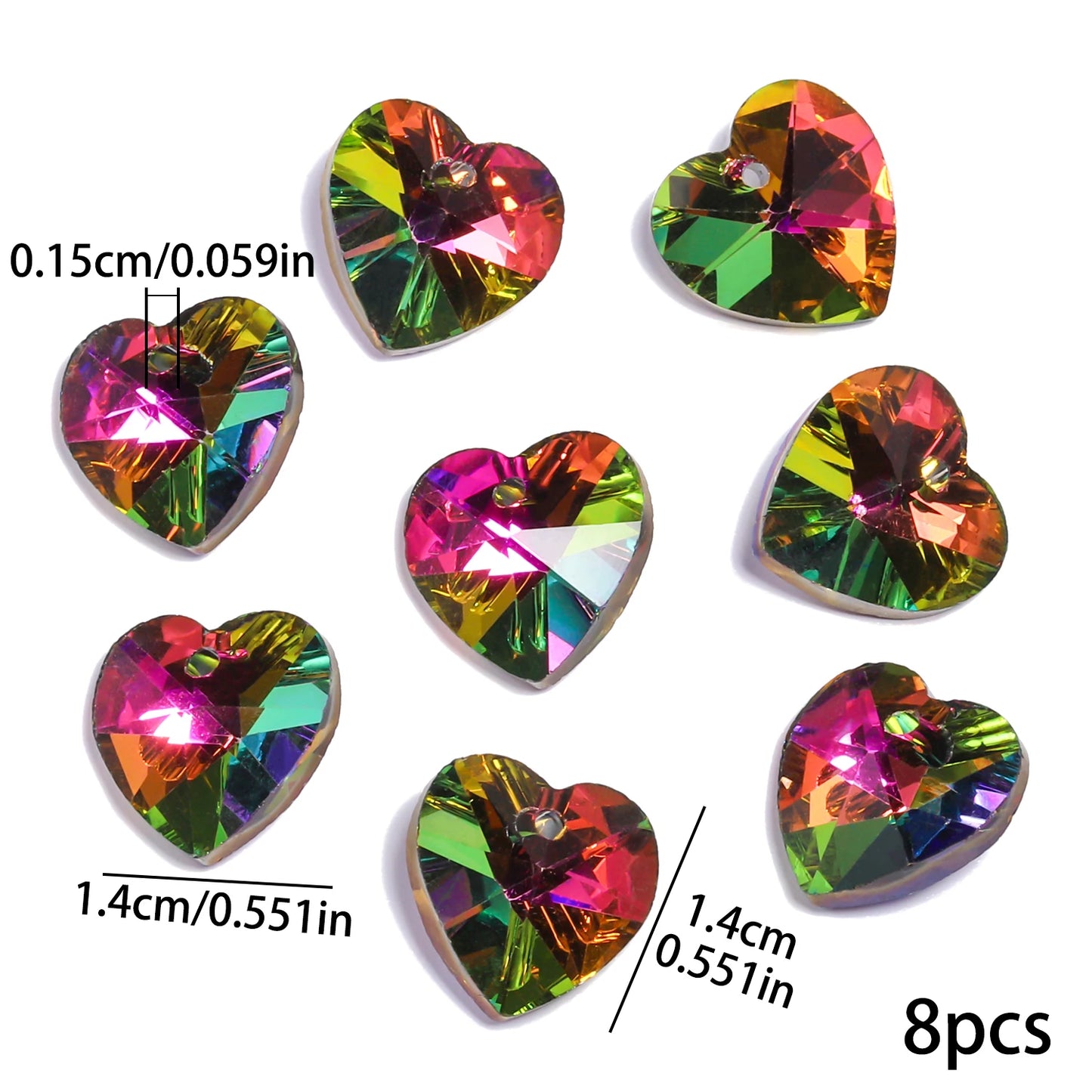Pendentifs Cœur Cristal Multicolore