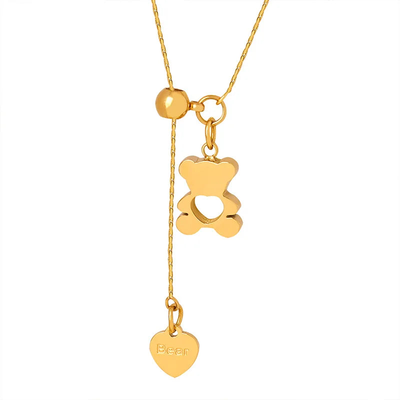Collier Ours Teddy Plaqué Or
