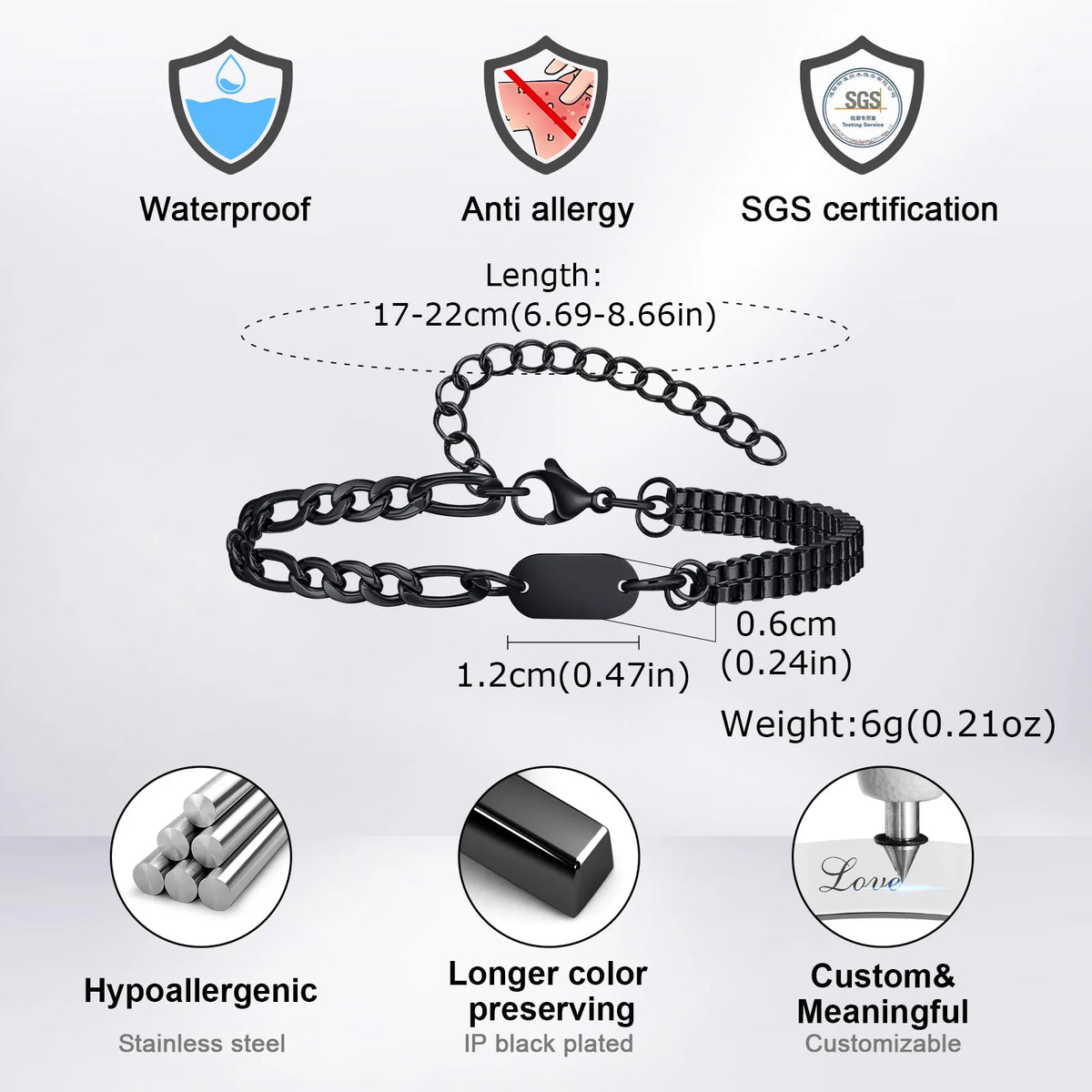 bracelet lettre initiale acier inoxydable homme bijou personnalise