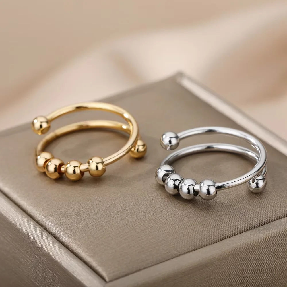 detail fleur tournesol bague spinner anti-stress femme