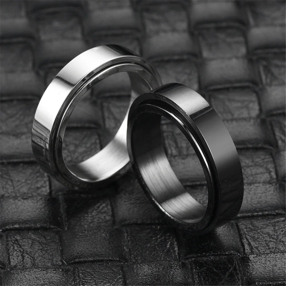 detail anneau rotatif bague spinner acier noir homme