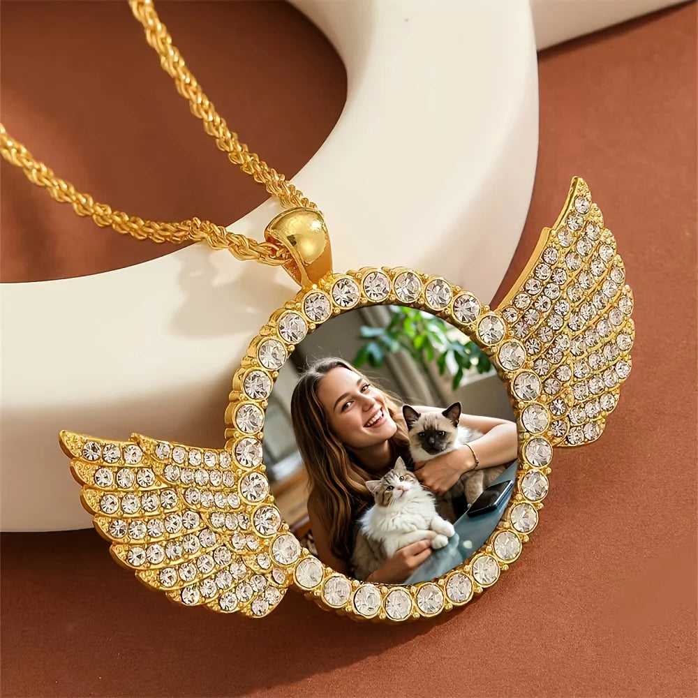 collier photo personnalise ailes ange bijou souvenir precieux maison des emotions