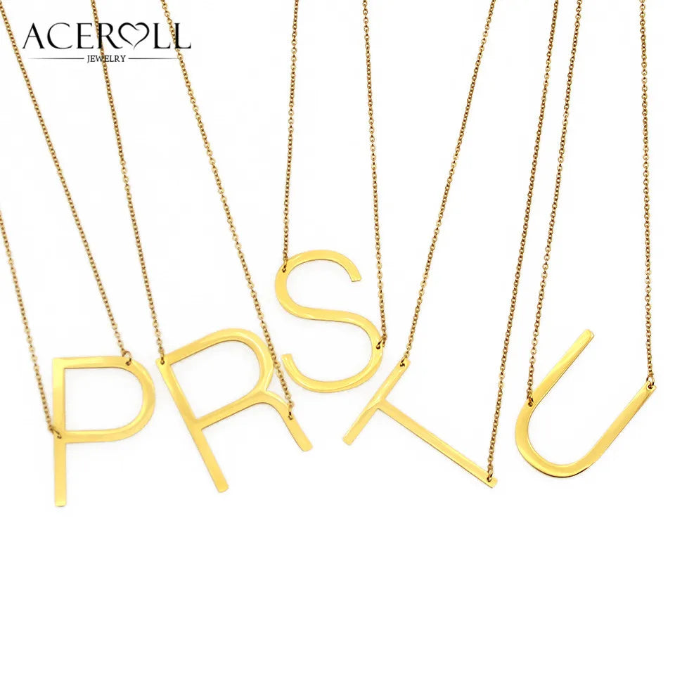 collier initiale laterale acier plusieurs lettres disponibles