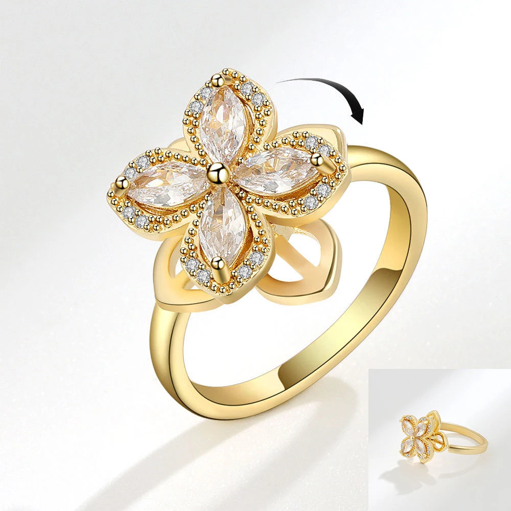 Bague Spinner Tournesol – Argent 925 & Zircon
