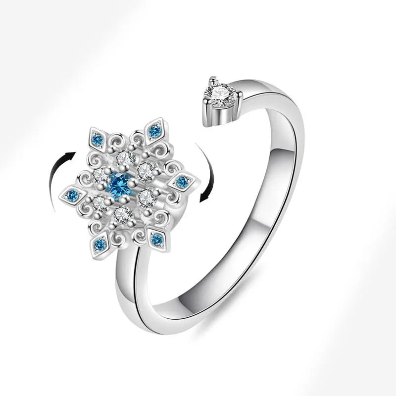 bague anti-stress lune etoiles argent vue dessus