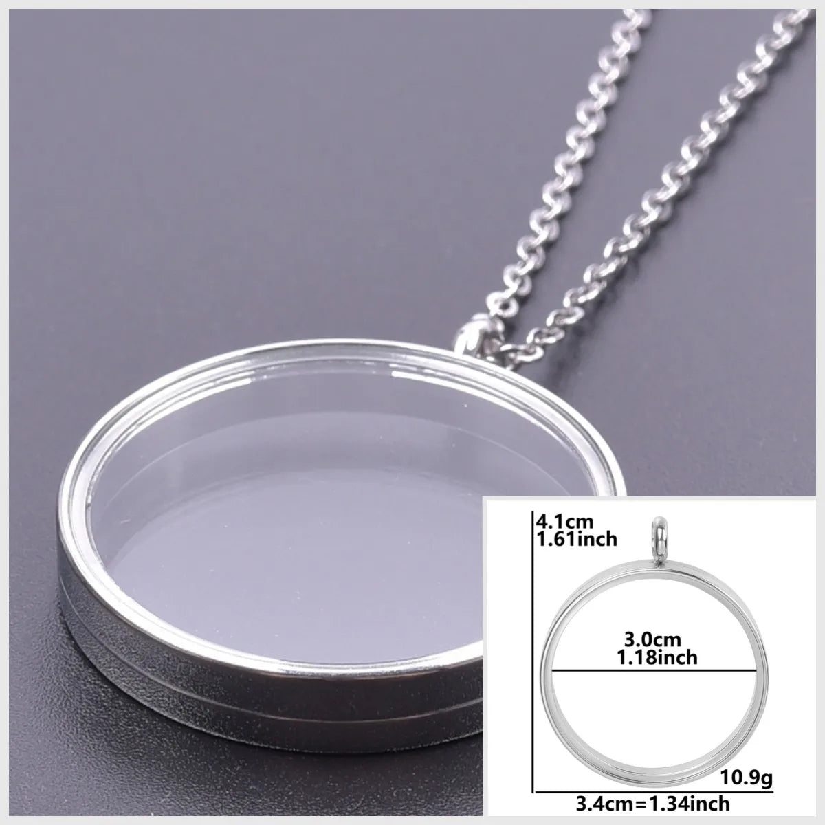 Collier Médaillon Photo Flottant