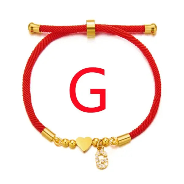 Bracelet Cordon Rouge Initiale