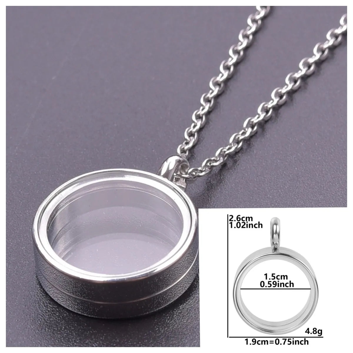 Collier Médaillon Photo Flottant